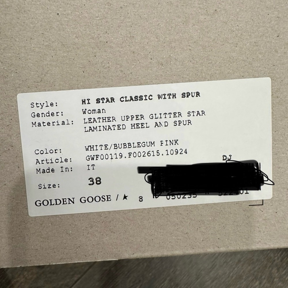 Authentic Golden Goose Hi Star White Sneakers with Glittery Pink Star - Picture 3 of 10